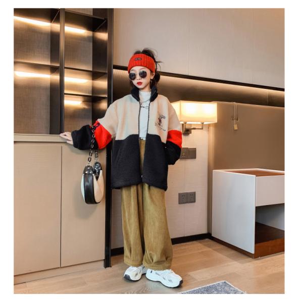 Girls Embroidery Craft Cotton Padded Coat Lamb Fleece