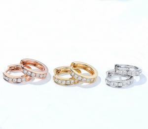 China 18K Gold Diamond Simple OL Stud Earrings 2.3g 18K Three-Color Ear Stud on sale