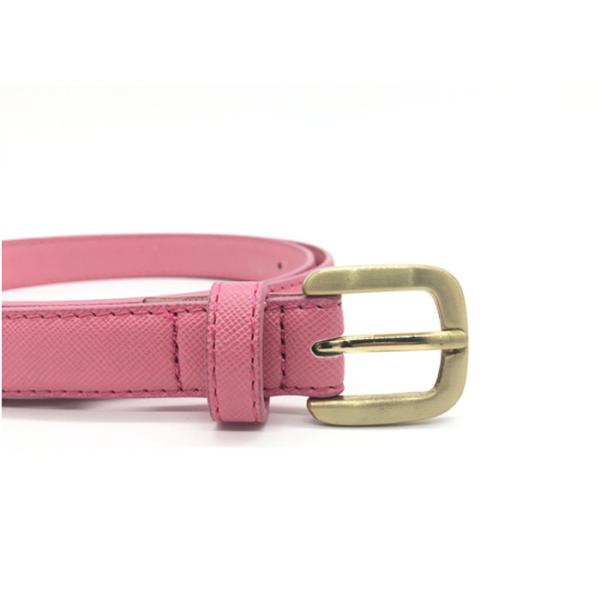 Fashion Saffiano Skinny Women PU Belt 3/4” Wide Strap Zinc Alloy Pin Buckle
