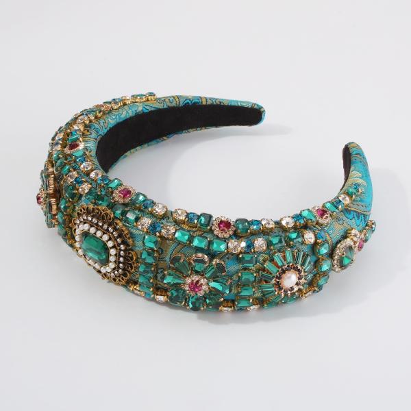 Baroque palace luxurious colorful diamond flower hair hoop headbands ladies ball gorgeous logo picture hair accessories