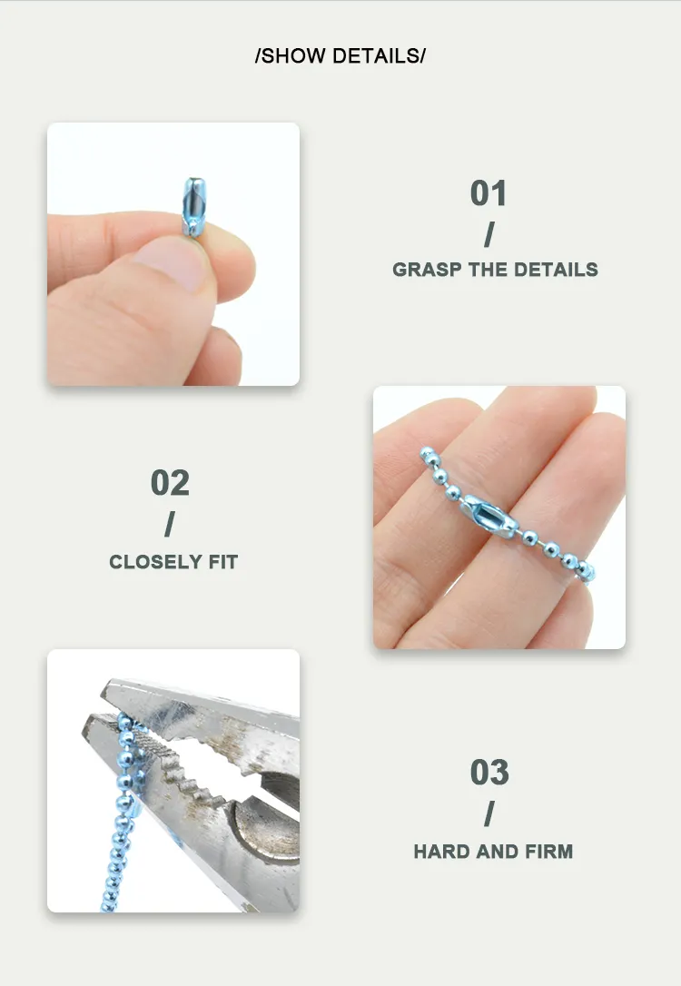 Customized Color Plated Steel Keychain, Bead Ball Dogtag Chain