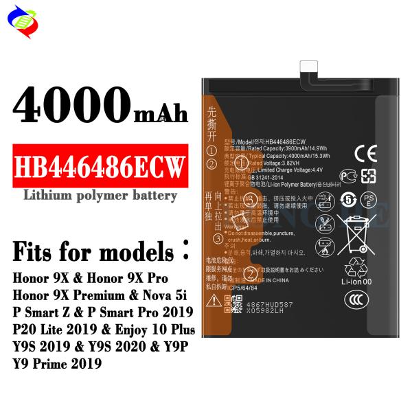 Stocked HB446486ECW Battery for Huawei P smart Z honor 9X Pro Nova5i Enjoy 10 Plus 4000mAh