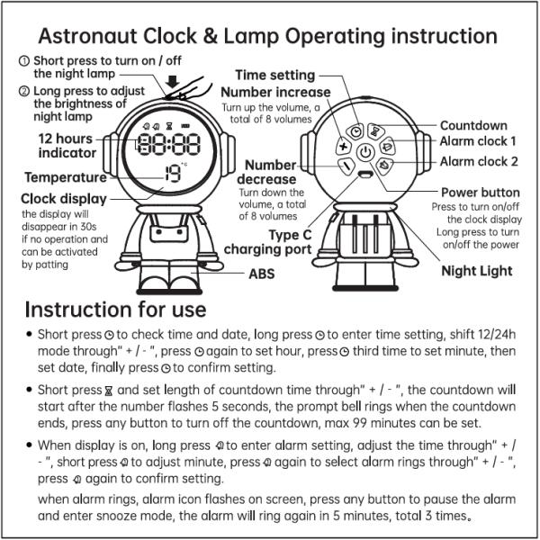 APP Control Customized Lighting Smart Wake-up Astronaut Alarm Clock