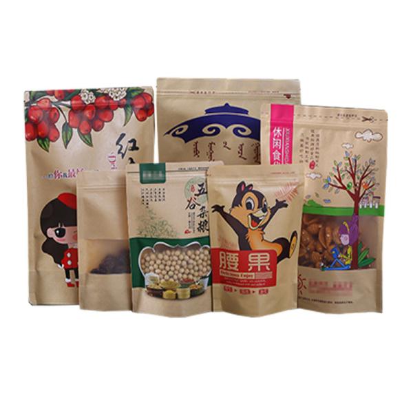 Custom Logo Printing Food Grade Material Brown Kraft Paper Bag Making Machine with Window