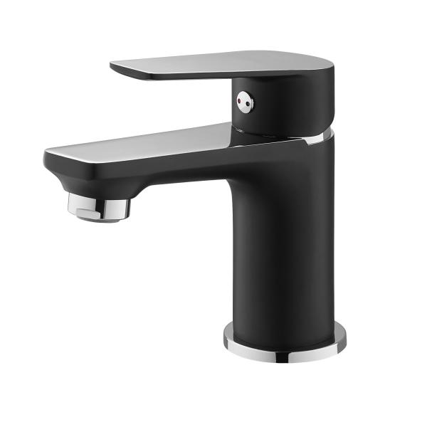 Single Lever Wash Basin Faucet Cold and Hot Water Available Black and chrome