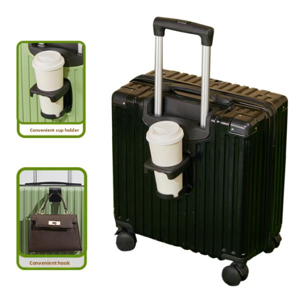 210D Polyester Lining Carry-On Waterproof Anti-scratch Travel Suitcase with Multi-functional Design and Cup Holder