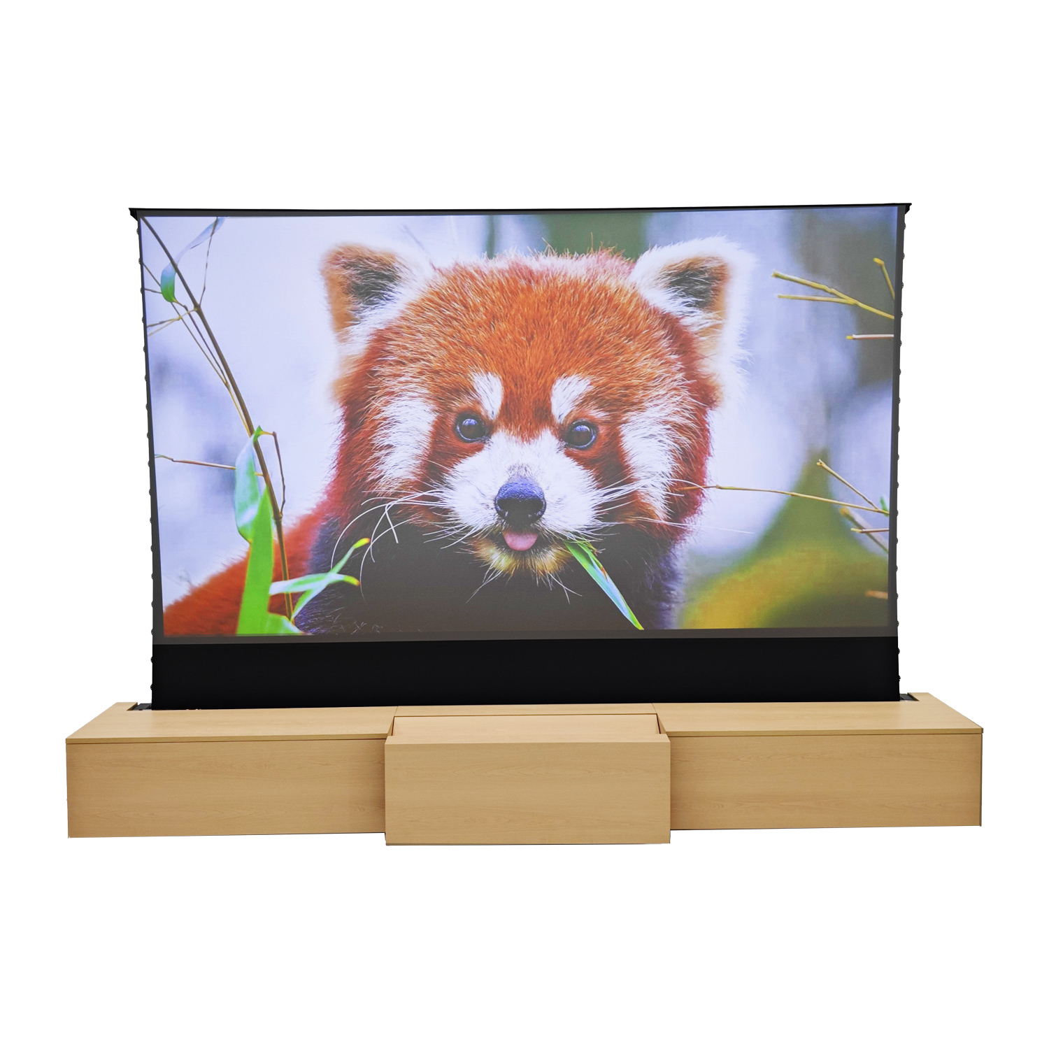 Telescopic Laser TV Cabinet with Motorized Function and Solid Oak Finish