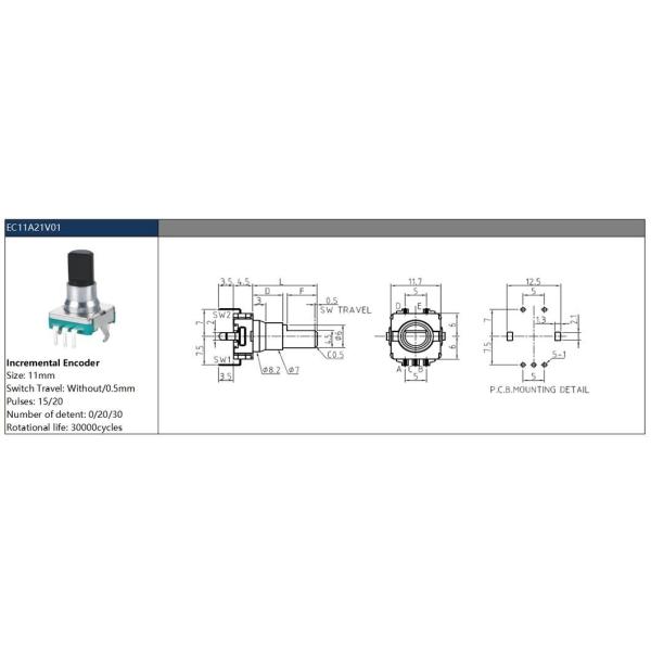 China Factory Ec11 12 16 Incremental Rotary Encoder 360-Degree Knob with Switch Wholesale