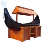 Boat Shaped Commercial Buffet Equipment Mahogany Made Refrigerated Sushi Buffet