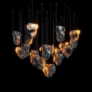 China Crystal Volcanic Rocks Large Chandelier Commercial Space Hall Residential Villa wholesale