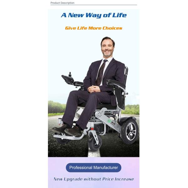 Portable Lightweight Foldable Electric Wheelchair Aluminum Alloy For Disabled