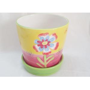 Dolomite Hand Painted Ceramic Planters , Ceramic Flower Planters Earthenware Stoneware