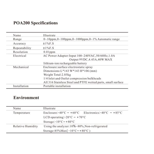 Professional Oxygen Gas Analyzer Trace Oxygen Curve Display POA 200 Fast Respond