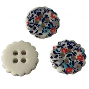 China Silk Print Shirt Flower Resin Buttons 4 Holes 20L For Sewing Blouse on sale