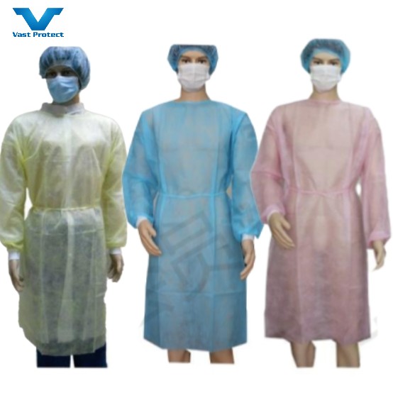 Breathable 40gsm PP Isolation Gown Disposable Gown Level 2/3 Reinforced OEM Accepted
