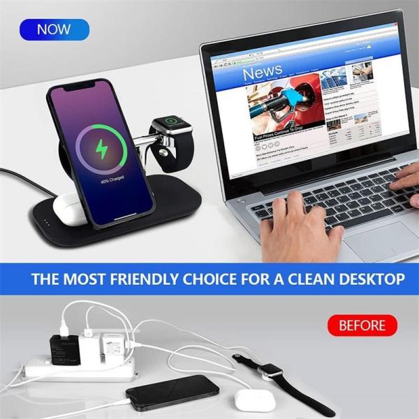 3 In 1 Wireless Magsafe Charger 10W 1.2A 3MM Qi Fast Charging Station