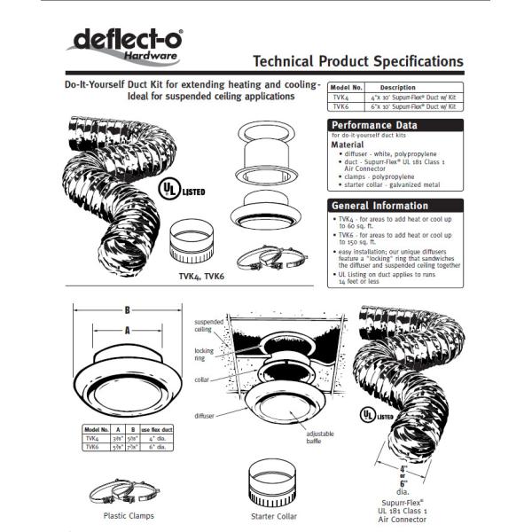 HVAC Air Vent Kit Ceiling Air Diffuser Set Flexible Metal Exhaust Hose Air Outlet