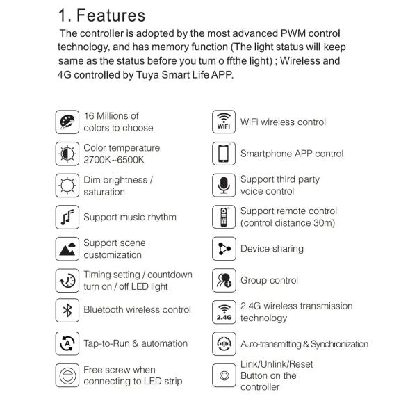 WB5 Controller LED Strip Light Parts 5CH RGB RGBW CCT Dimmer Controller