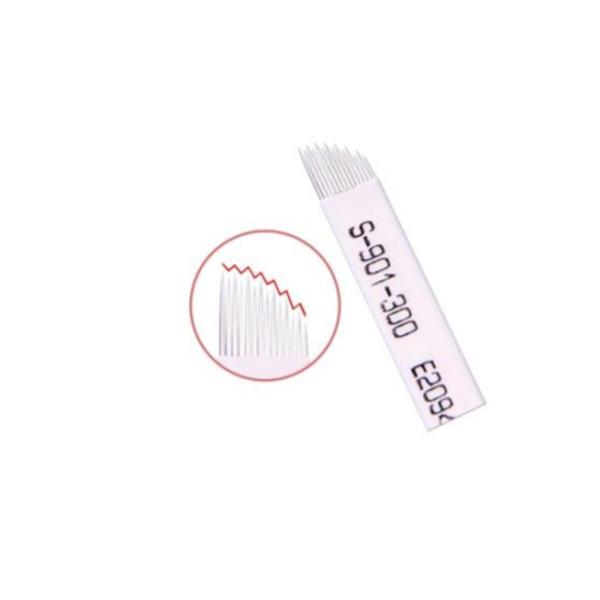 Disposable Semi Permanent Makeup Eyebrow Tattoo Needle 14-pin High-low Arc Fog Eyebrow Needle Non-toxic ，Easy to Color