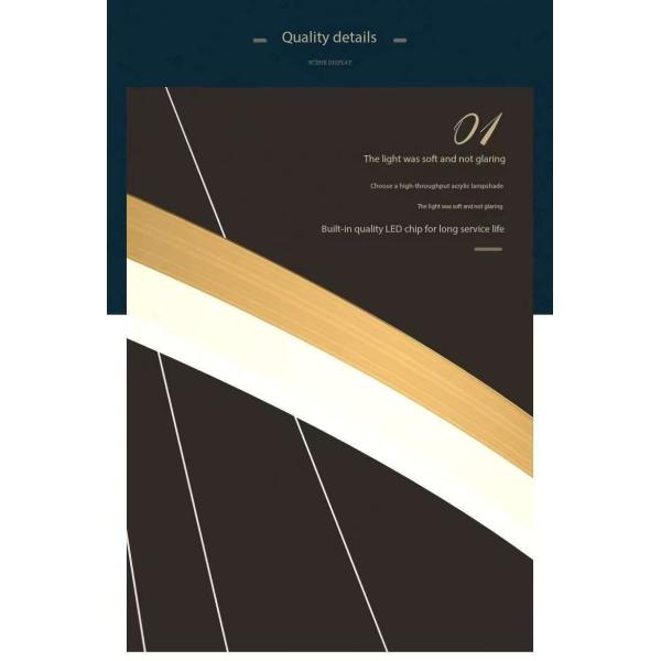 Gold Shell Aluminum LED Round Ring Light 5-rings Hanging Ceiling Light for Hotel Villa