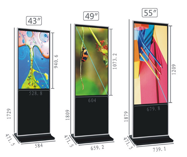 Indoor 55 Inch Floor Stand LCD Poster Removable LCD Digital Signage Kiosk