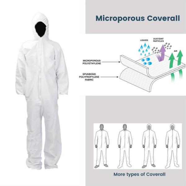 Fluid Resistant Disposable Medical Gowns Non Woven Coverall With Hood