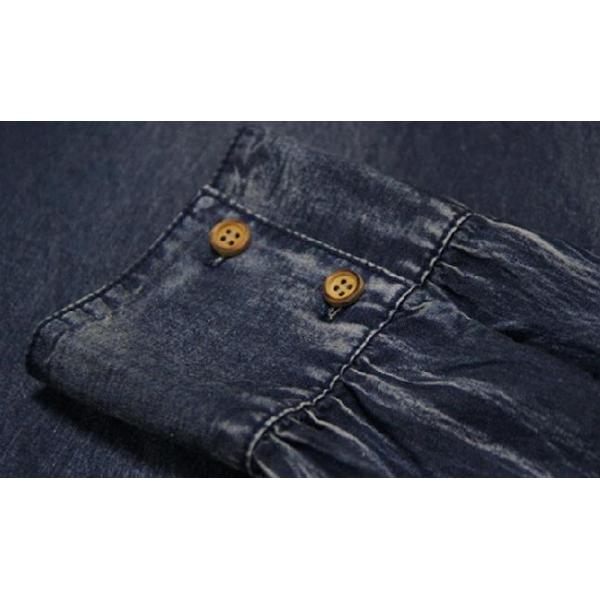 Small Quantity Garment Manufacturer Women'S Denim Dress Half Sleeve Pocket With Embroidered Belt