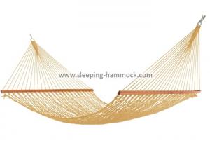 Collapsible Portable  Luxury Natural Rope Hammock Two Person Spreader Bars Tan Extra Wide