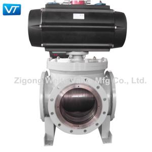 China 4 Way Pneumatic Operated Ball Valve WCB wholesale