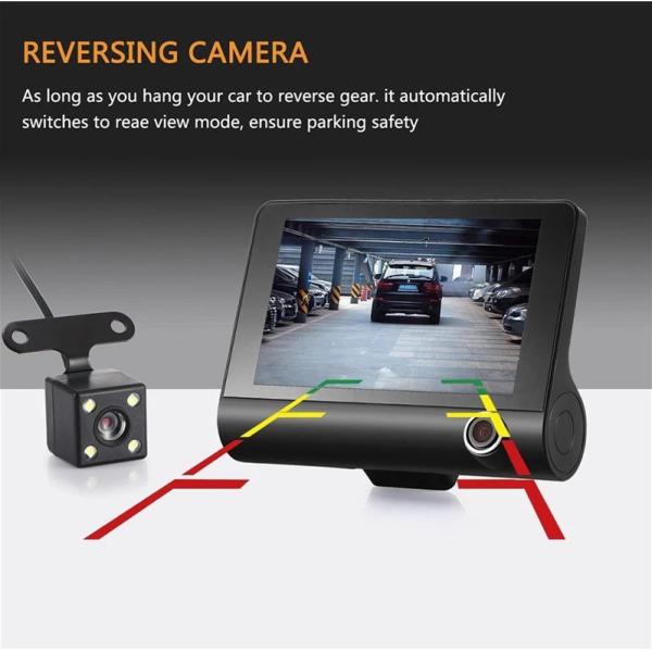 4 Inch Car Camcorder FHD 1080P Triple Lens DVR Dashboard Camera 170 Degree