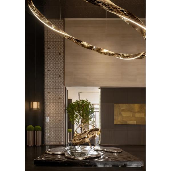 Melting Clock Art Creation Metal Sculpture With Ceiling Hanging Design For Hotel