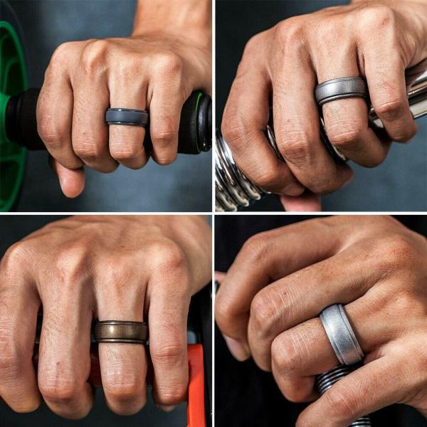 Moulding Silicone Wedding Ring for Men 8.7mm Wide Rubber Wedding Band 2.5mm Thick