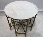 Round white Stone top polished gold finish metal frame coffee table/side table