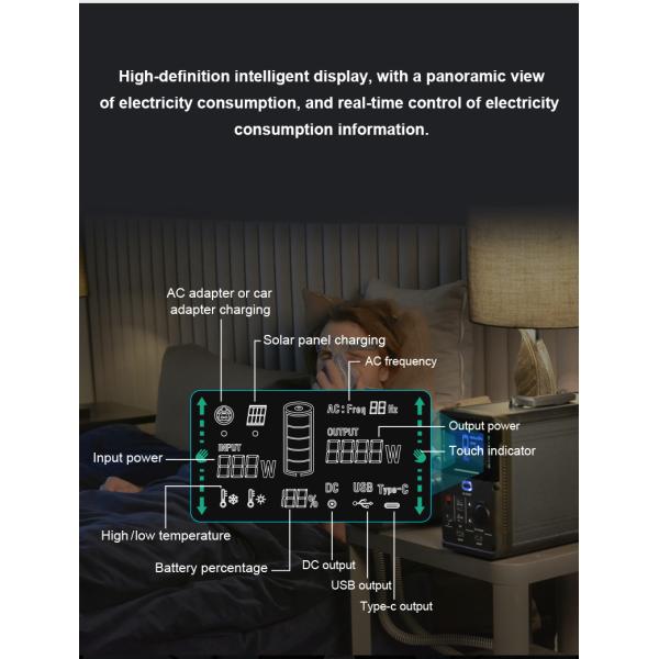 Pure Sine Wave Solar Power Station 1075WH 1000W Lithium Iron Phosphate Battery Pack
