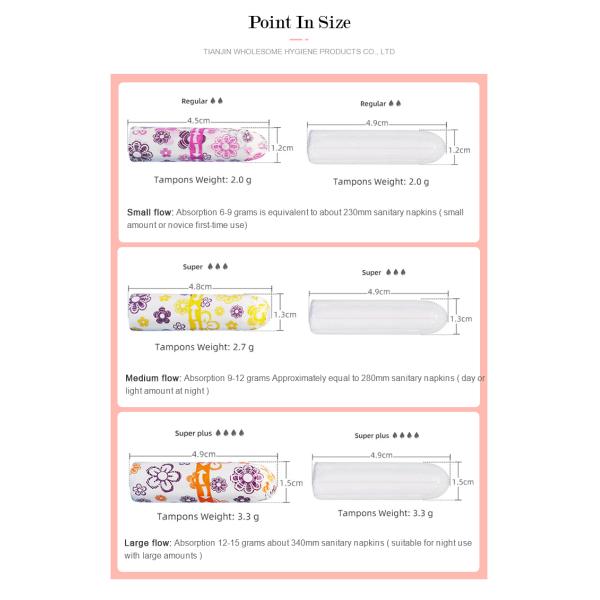 Cleaning Function Organic Cotton Tampons for Women's Menstrual Care Necessities