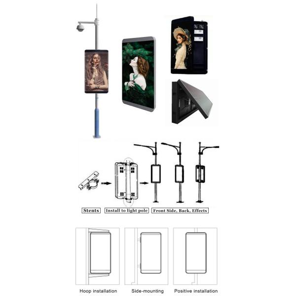 High Brightness Outdoor Street Advertising Led Screen Light Pole 1/8 Scan Drive Mode
