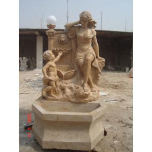 Three Angels White Stone Wall Water Marble Fountain Pool
