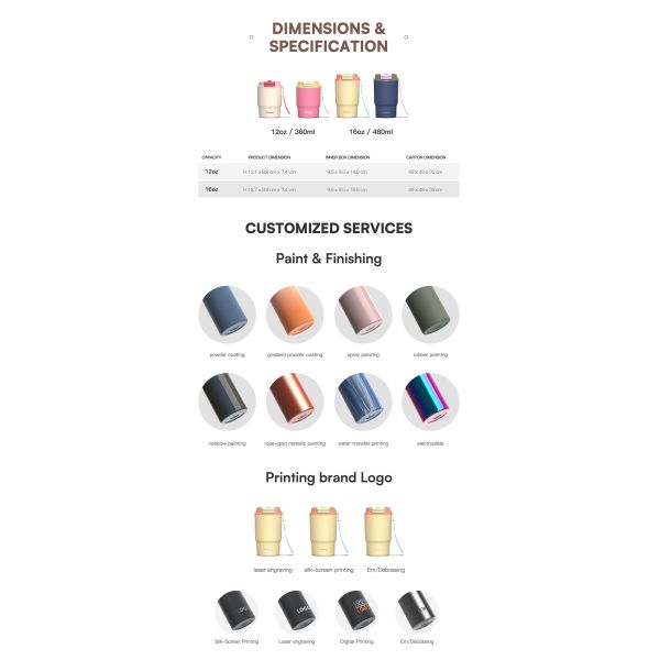 Customized Cross-border Foreign Trade Insulated Flask Coffee Cups Double Drinking Drinkware Tether Water Tumbler Travel Portable Insulated Cups