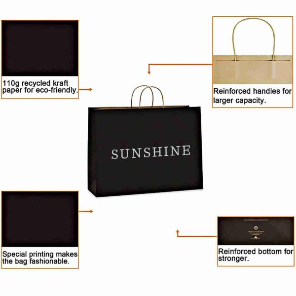 OEM Boutique Cardboard Fancy Kraft Paper Shopping Bags With Handle 210gsm