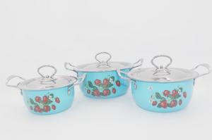 China 6pcs Colorful pot set grade steel nonstick soup pot flower coating deep casserole pot wholesale