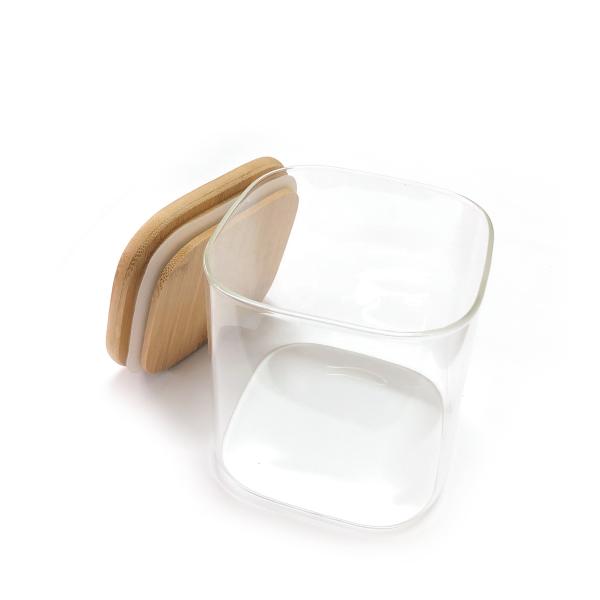 Glass Storage Containers Clear Glass Food Canister with Bamboo Lid Airtight For Serving Tea, Coffee, Flour, Sugar, Candy, Cookie