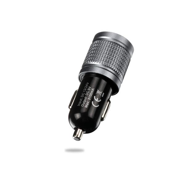 High Glossy Car Charger Adapter Aluminum Alloy Bottom Cover Led, Indicator Fast Charger 3.1A