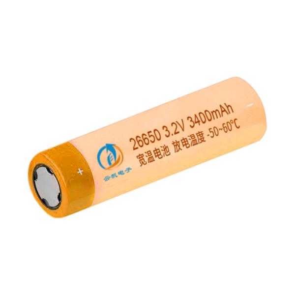 Wide Temperature 26650 Lithium Ion Battery 3.2V 3400mAh Custom Battery Packs