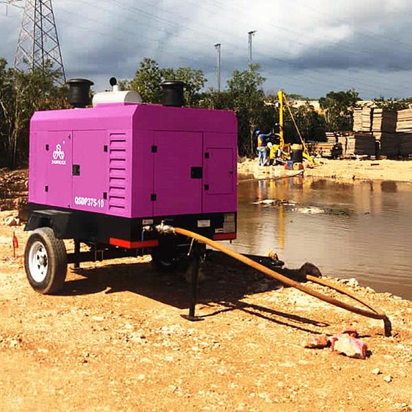 Low Noise Screw Air Compressor With Wheel Engine Driven Industrial Screw Air Compressor