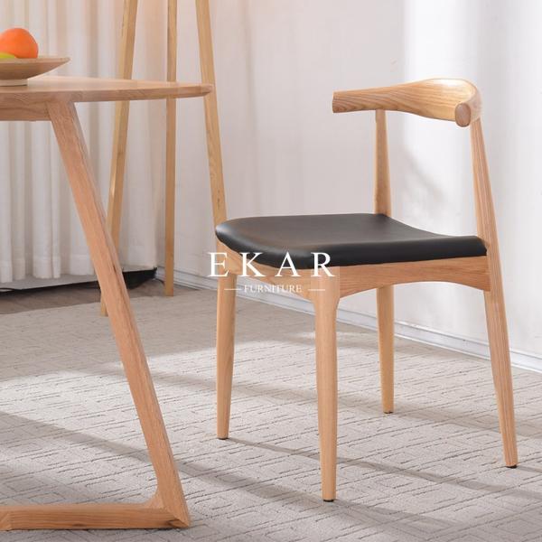 Modern Nordic Designs Furniture No Arm Oak Wooden With Seating Cushion Fabric Dining Chair