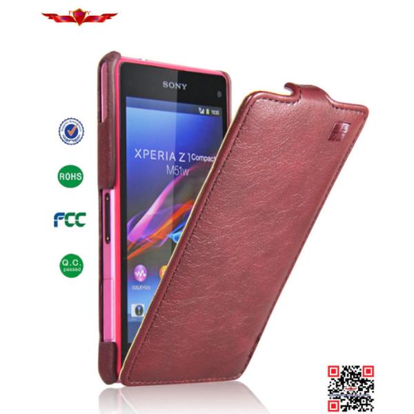 New Arrival 100% Qualify PU Flip Leatehr Cover Cases For Sony Xperia Z1 Mini Soft Durable