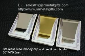 China Double side stainless steel money clip credit card holder, smart money clip wallet, on sale