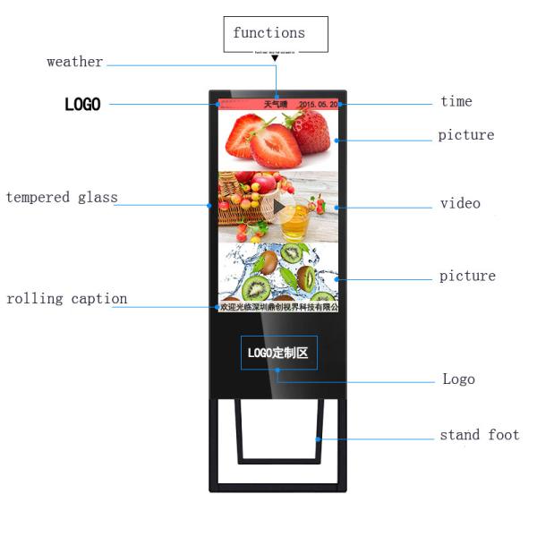 32 Inch Foldable Floor Standing Hollow Bottom LCD Advertising Multimedia Player