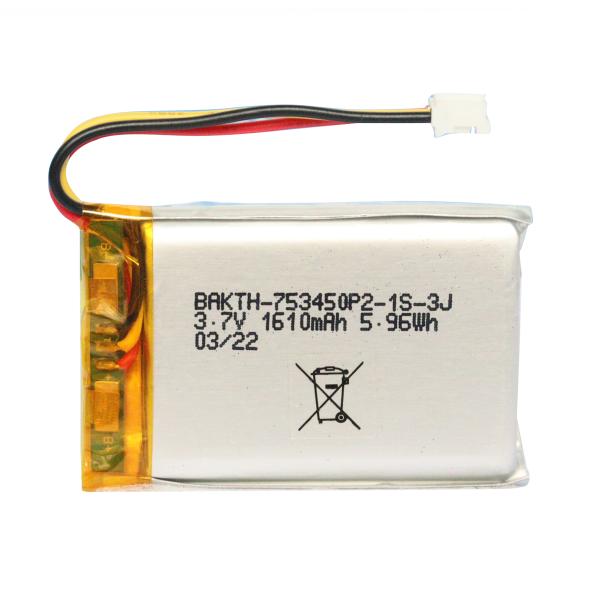 Factory Hot Sales Battery BAKTH-753450P2-1S-3J 1610mah 3.7v Rechargeable Li-pol Lithium Ion Batteries