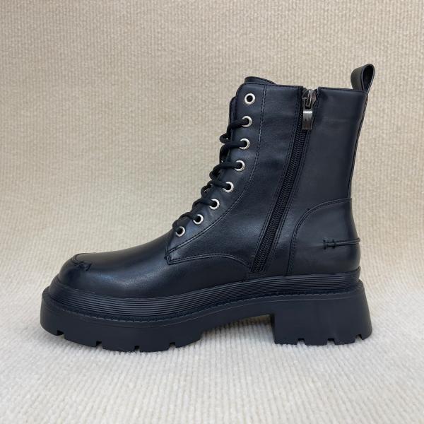 Fashion Ladies Short Boots Microfiber Black Leather Boots For Women